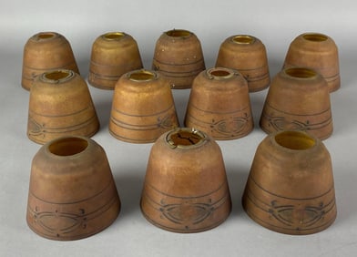Group of 12 Antique ROG Glass Lamp Shades