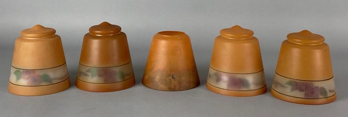 Group of 5 Antique Peach ROG Glass Lamp Shades