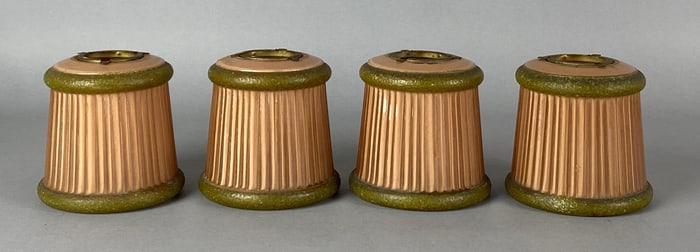 Group of 2 Antique Peach Pleated Glass Lamp Shades