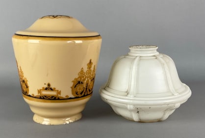 Group of 2 Antique Glass Ceiling Lamp Shades