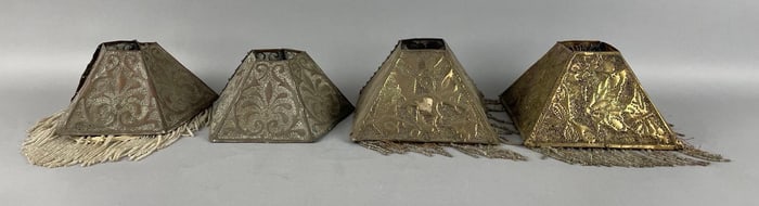 Group of Antique Arts and Crafts Metal Lamp Shades