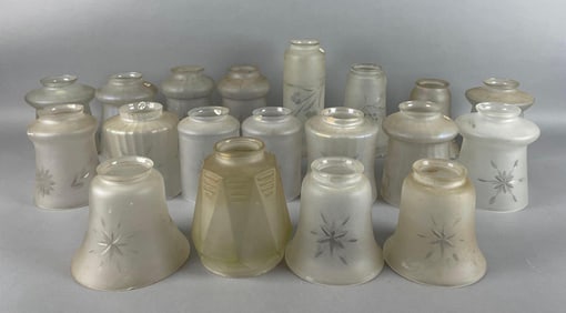Group of Antique Cut to Clear Glass Lamp Shades