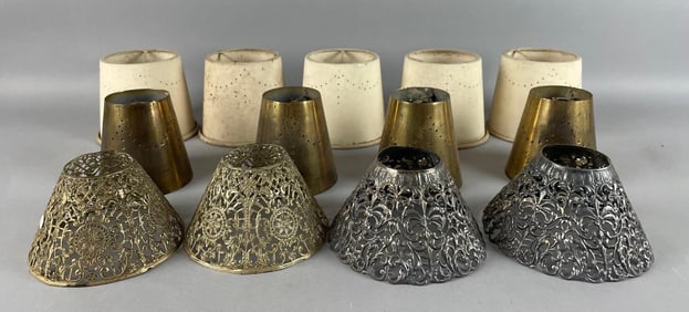 Group of Antique Metal Lamp Shades