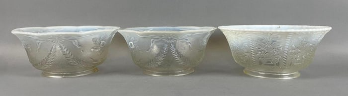 Group of Antique Opalescent Pressed Glass Lamp Shades