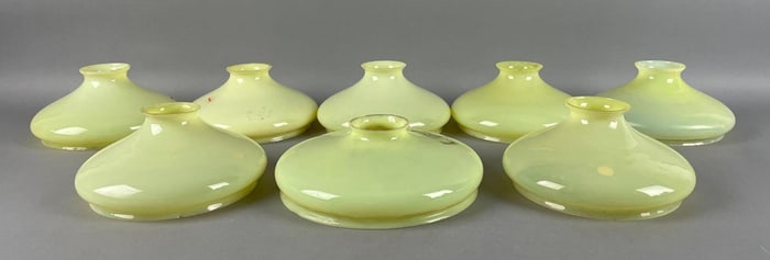 Group of Antique Yellow/Green Glass Lamp Shades