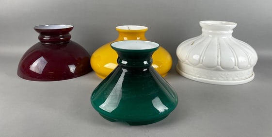 Group of Antique Cased Glass Lamp Shades