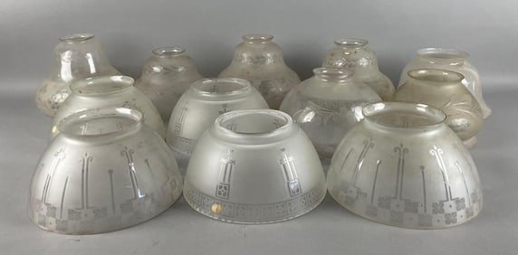 Group of Antique Cut to Clear Glass Lamp Shades