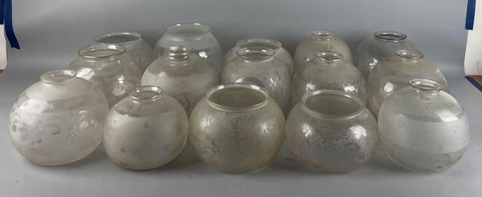 Group of Antique Glass Globe Lamp Shades
