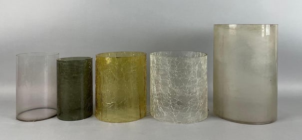 Group of Antique Glass Cylinder Lamp Shades