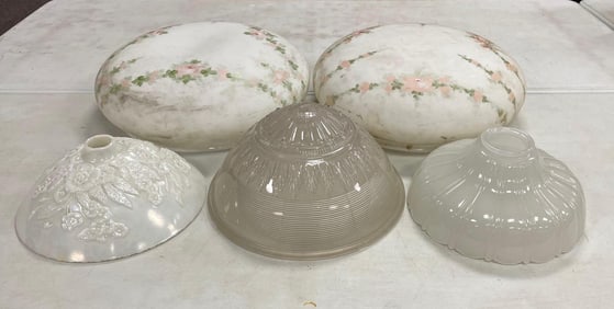 Group of Large Antique Glass Lamp Shades