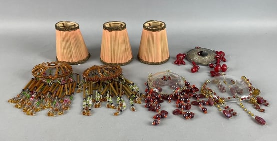 Group of Antique Beaded Lamp Shades