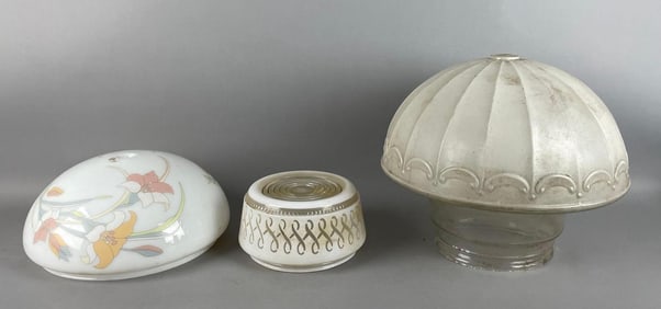 Group of Antique Glass Lamp Shades