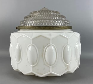 Antique Art Deco Milk Glass Skyscraper Lamp Shade
