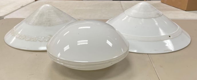 Group of Antique White Glass Lamp Shades