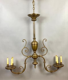 Antique Metal 2-Arm Candelabra Style Electrified Hanging Light Fixture