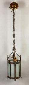 Antique Gothic Cathedral Style Metal Hanging Pendant Light with Frosted Glass Shade