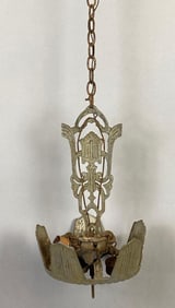 Antique Cast Metal Electrified Hanging Light Fixture