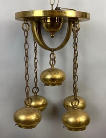 Antique 5-Light Brass Hanging Chandelier