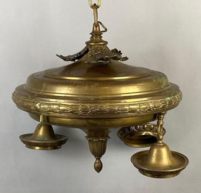 Large Antique Brass Hanging Light Fixture
