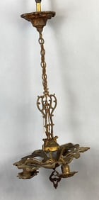 Antique 3-Light Cast Metal Hanging Chandelier