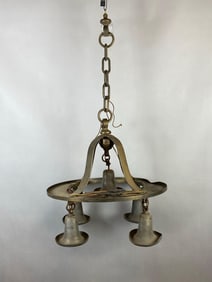 Antique Cast Metal 5-Arm Hanging Chandelier