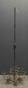 Antique Wrought Iron 3 Arm Electric Light Fixture