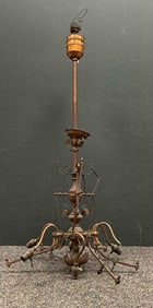 Antique Copper 12 Arm Gas and Electric Light Fixture