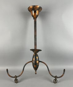 Antique Japanned Copper 2 Arm Gas Light Fixture