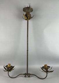 Antique Copper 2 Arm Converted Electric Light Fixture