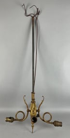 Antique Brass and Copper 4 Arm Electric Light Fixture