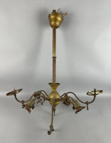 Antique Brass Gas and Electric Light Fixture