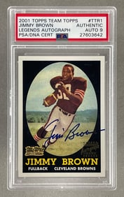 2001 Topps Team Topps Legends Autograph Jimmy Brown #TTR1 PSA Authentic Auto 9