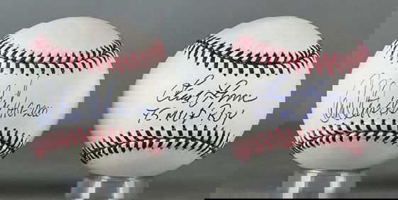 Carlton Fisk and Fred Lynn Signed Official MLB Rawlings Baseballs with Inscriptions