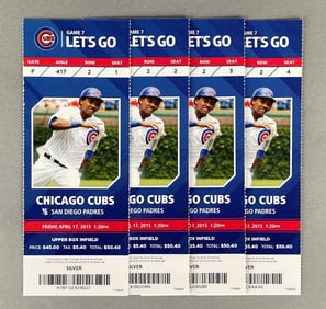 4 - Kris Bryant Debut 1st Game Tickets - Cubs vs Padres April 15, 2015
