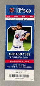 Cole Hamels No Hitter Game Ticket - Cubs vs Phillies July 25, 2015