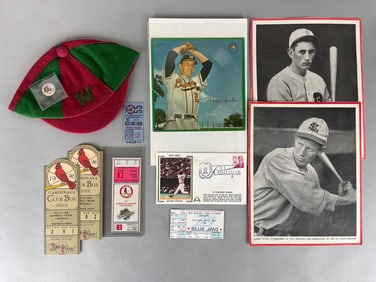 Group of 1930s - 90s Baseball Tickets, Hats, and Photos