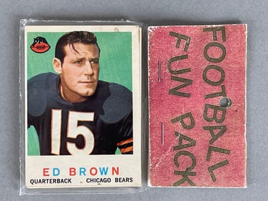 1959 Topps Football West Corps Cello Fun Pack with Sam Huff Rookie on Back