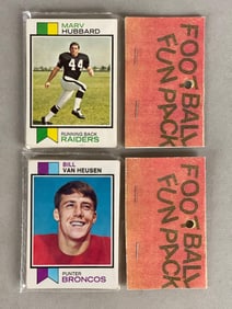 2 - 1973 Topps Football West Corps Cello Fun Packs withDryer and Page Showing