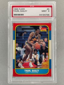 1986 Fleer Thurl Bailey #6 PSA 9 Set Break