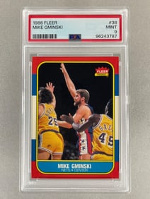 1986 Fleer Mike Gminski #38 PSA 9 Set Break