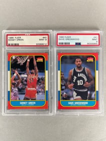 1986 Fleer Sidney Green #40 and Dave Greenwood #41 PSA 9 Set Break