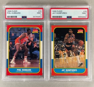 1986 Fleer Phil Hubbard #48 and Jay Humphries #49 PSA 9 Set Break