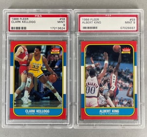 1986 Fleer Clark Kellogg #58 and Albert King #59 PSA 9 Set Break