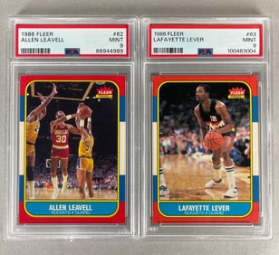 1986 Fleer Allen Leavell #62 and Lafayette Lever #63 PSA 9 Set Break