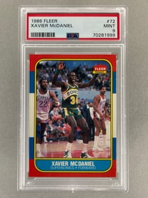 1986 Fleer Xavier McDaniel #72 Rookie PSA 9 Set Break