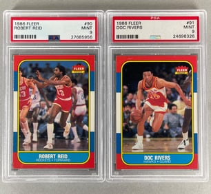 1986 Fleer Robert Reid #90 and Doc Rivers #91 PSA 9 Set Break