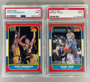 1986 Fleer Steve Stipanovich #106 and Reggie Theus #108 PSA 9 Set Break