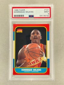 1986 Fleer Dominique Wilkins #121 Rookie PSA 9 Set Break
