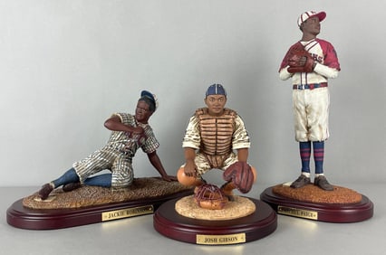 Jackie Robinson, Satchel Paige, and Josh Gibson Upper Deck Historical Beginnings Statues