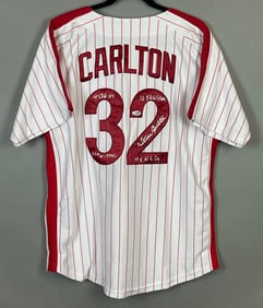 Steve Carlton Signed Philadelphia Phillies Jersey with Inscription and PSA COA